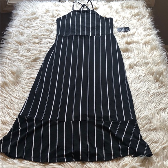 SOLD! Express NWT black & white stripe midi dress - Picture 3 of 6